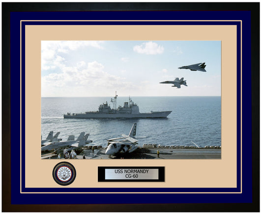 USS NORMANDY CG-60 Framed Navy Ship Photo Blue