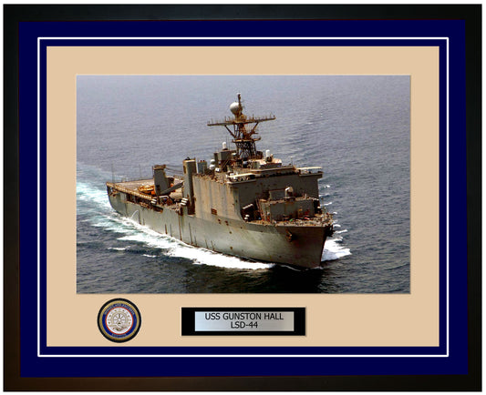 USS Gunston Hall LSD-44 Framed Navy Ship Photo Blue