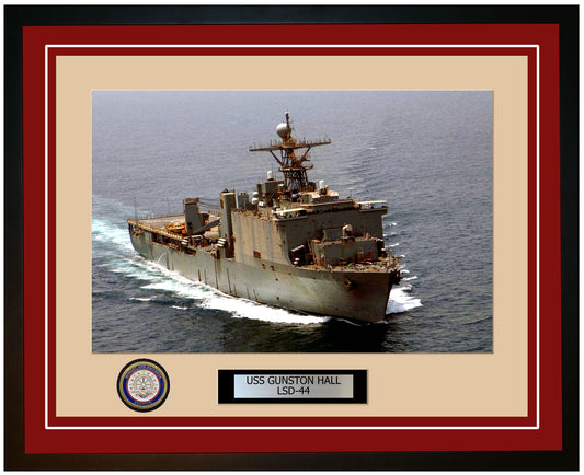 USS Gunston Hall LSD-44 Framed Navy Ship Photo Burgundy