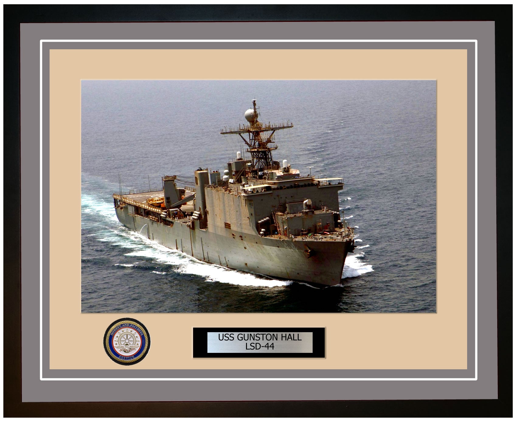 USS Gunston Hall LSD-44 Framed Navy Ship Photo Grey