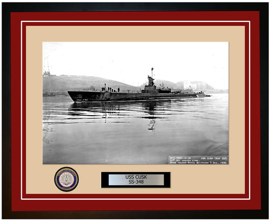 USS Cusk SS-348 Framed Navy Ship Photo Burgundy