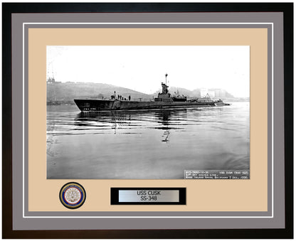 USS Cusk SS-348 Framed Navy Ship Photo Grey