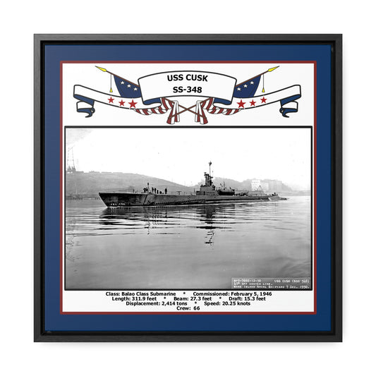 USS Cusk SS-348 Navy Floating Frame Photo Front View