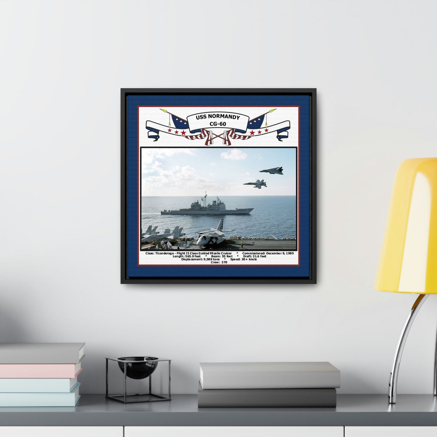 USS Normandy CG-60 Navy Floating Frame Photo Desk View