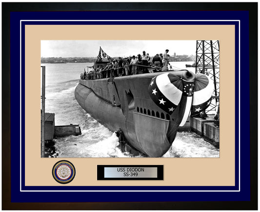 USS Diodon SS-349 Framed Navy Ship Photo Blue