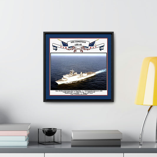 USS Comstock LSD-45 Navy Floating Frame Photo Desk View