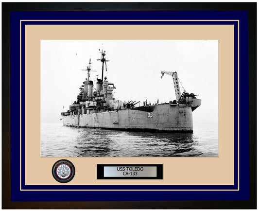 USS TOLEDO CA-133 Framed Navy Ship Photo Blue