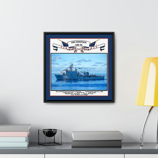 USS Comstock LSD-45 Navy Floating Frame Photo Desk View