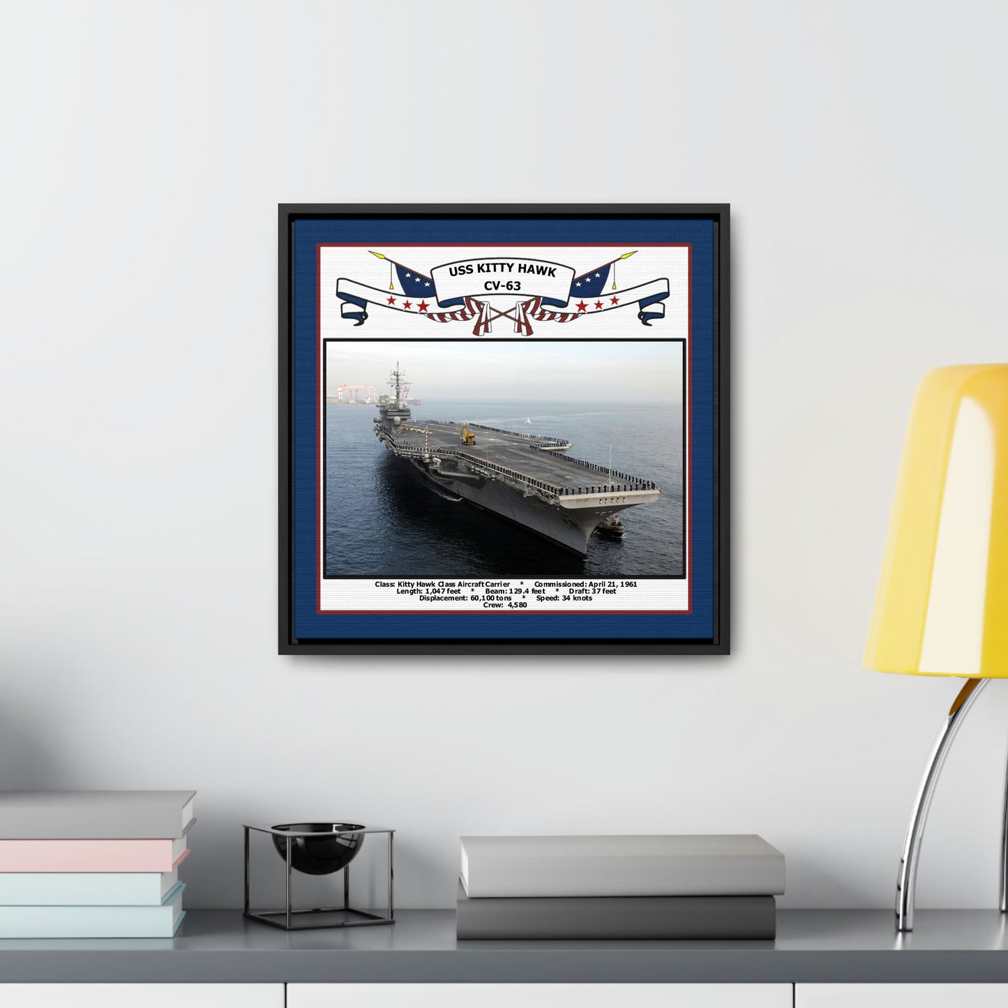 USS Kitty Hawk CV-63 Navy Floating Frame Photo Desk View
