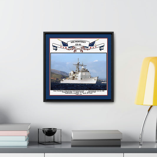 USS Monterey CG-61 Navy Floating Frame Photo Desk View