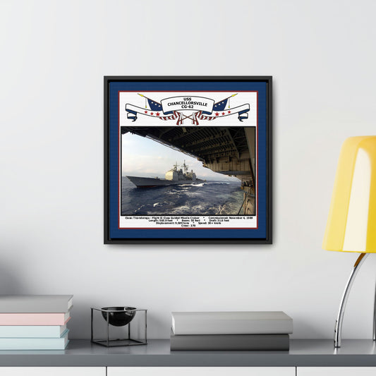 USS Chancellorsville CG-62 Navy Floating Frame Photo Desk View