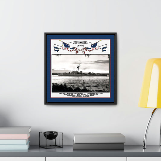 USS Edmonds DE-406 Navy Floating Frame Photo Desk View