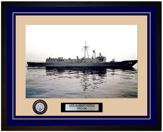 USS AUBREY FITCH FFG-34 Framed Navy Ship Photo Blue