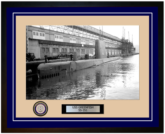 USS Greenfish SS-351 Framed Navy Ship Photo Blue