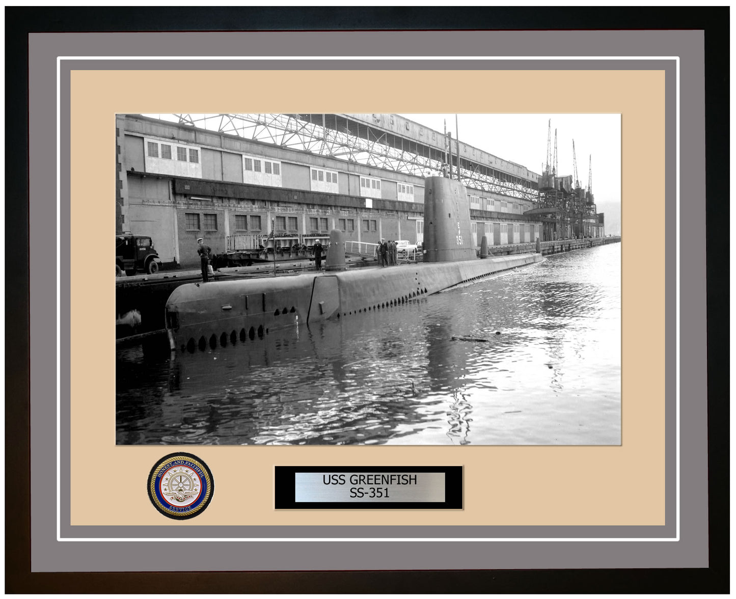 USS Greenfish SS-351 Framed Navy Ship Photo Grey