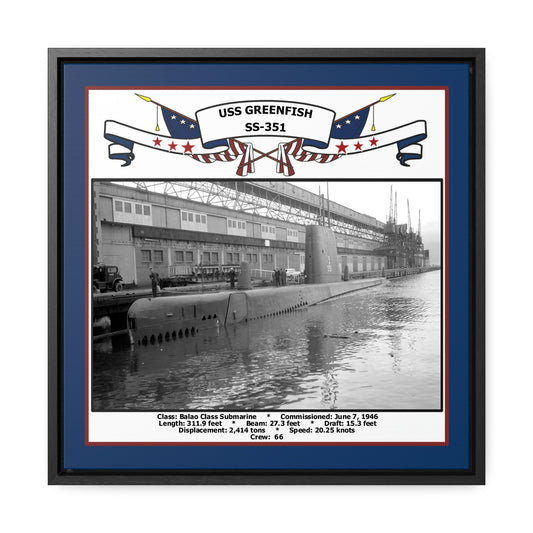 USS Greenfish SS-351 Navy Floating Frame Photo Front View
