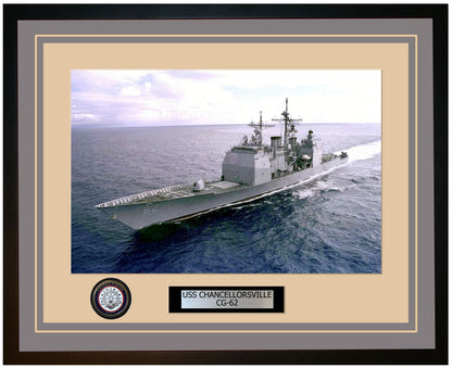 USS CHANCELLORSVILLE CG-62 Framed Navy Ship Photo Grey