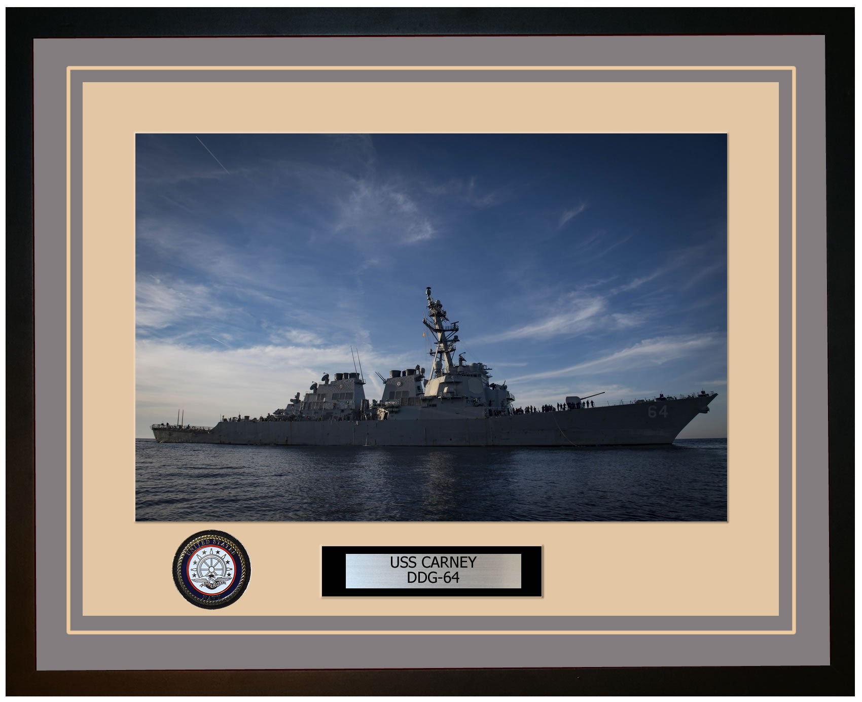 USS CARNEY DDG-64 Framed Navy Ship Photo Grey