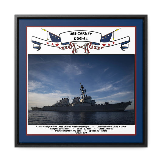USS Carney DDG-64 Navy Floating Frame Photo Front View