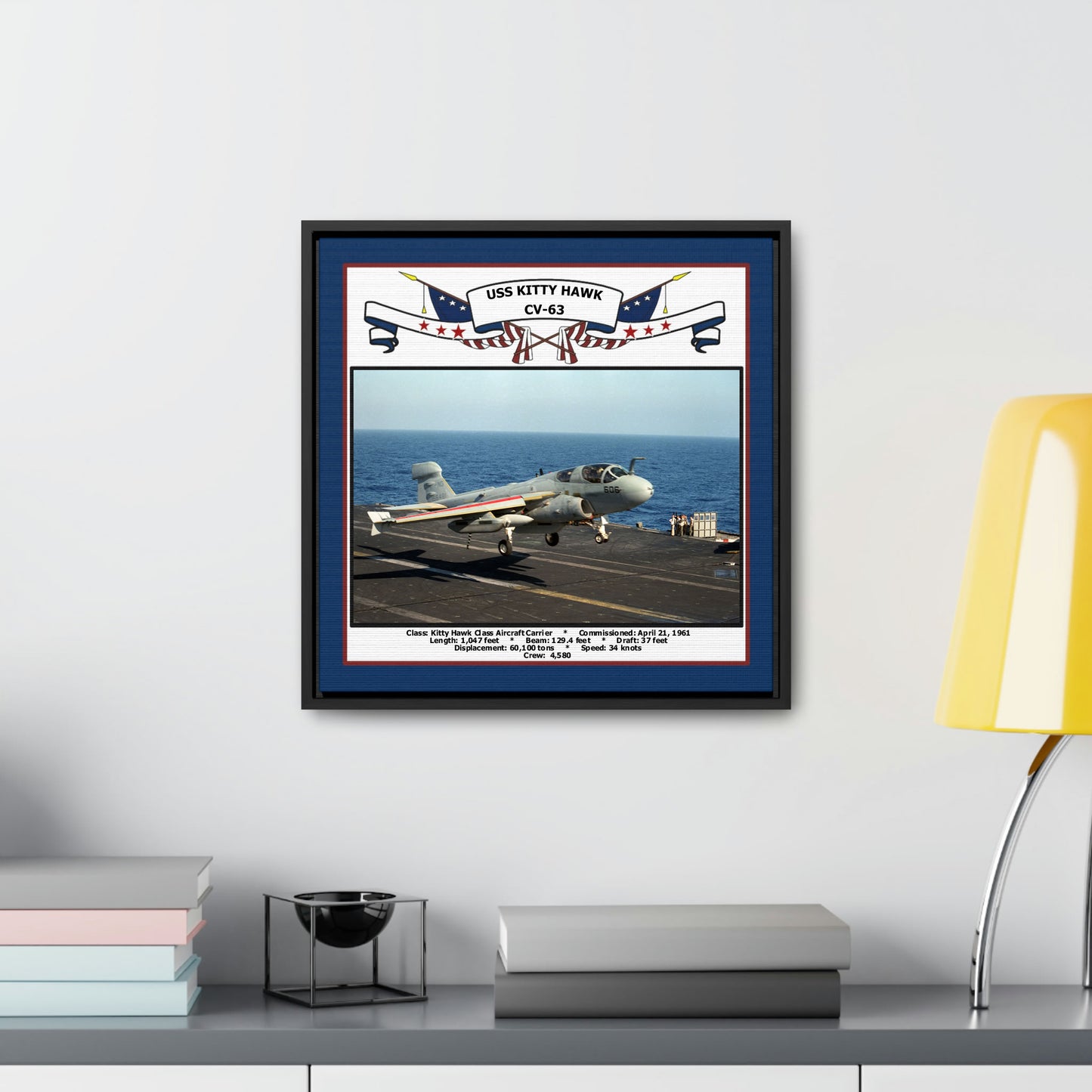 USS Kitty Hawk CV-63 Navy Floating Frame Photo Desk View