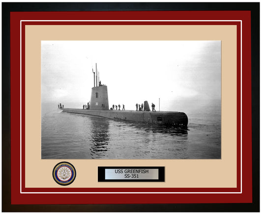USS Greenfish SS-351 Framed Navy Ship Photo Burgundy