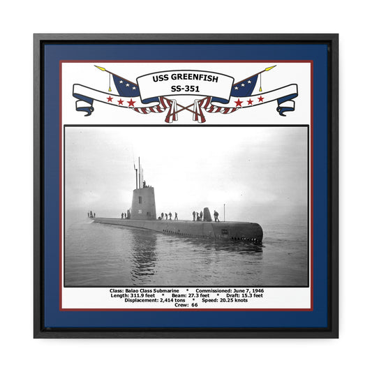 USS Greenfish SS-351 Navy Floating Frame Photo Front View