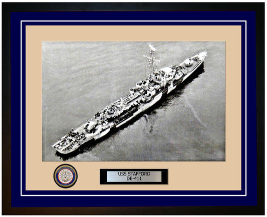 USS Stafford DE-411 Framed Navy Ship Photo Blue