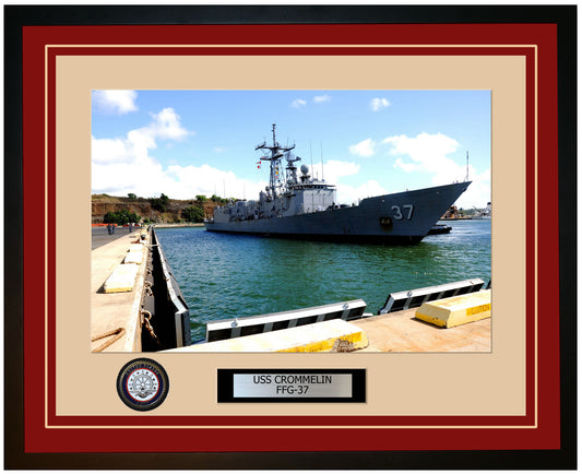 USS CROMMELIN FFG-37 Framed Navy Ship Photo Burgundy