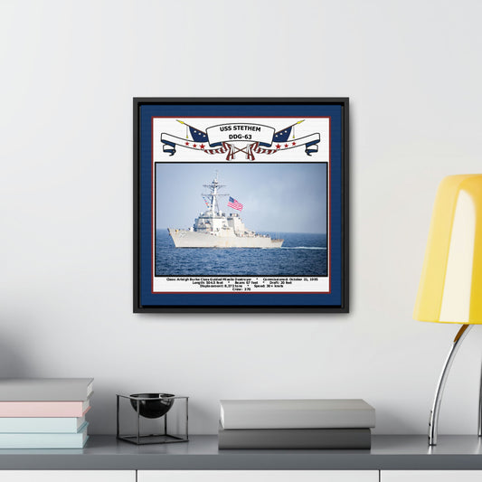 USS Stethem DDG-63 Navy Floating Frame Photo Desk View