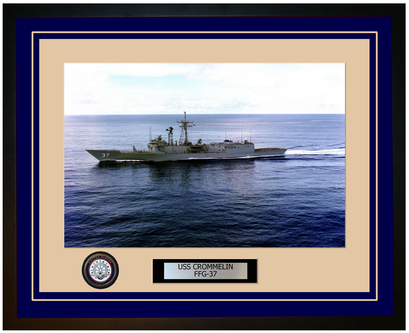 USS CROMMELIN FFG-37 Framed Navy Ship Photo Blue