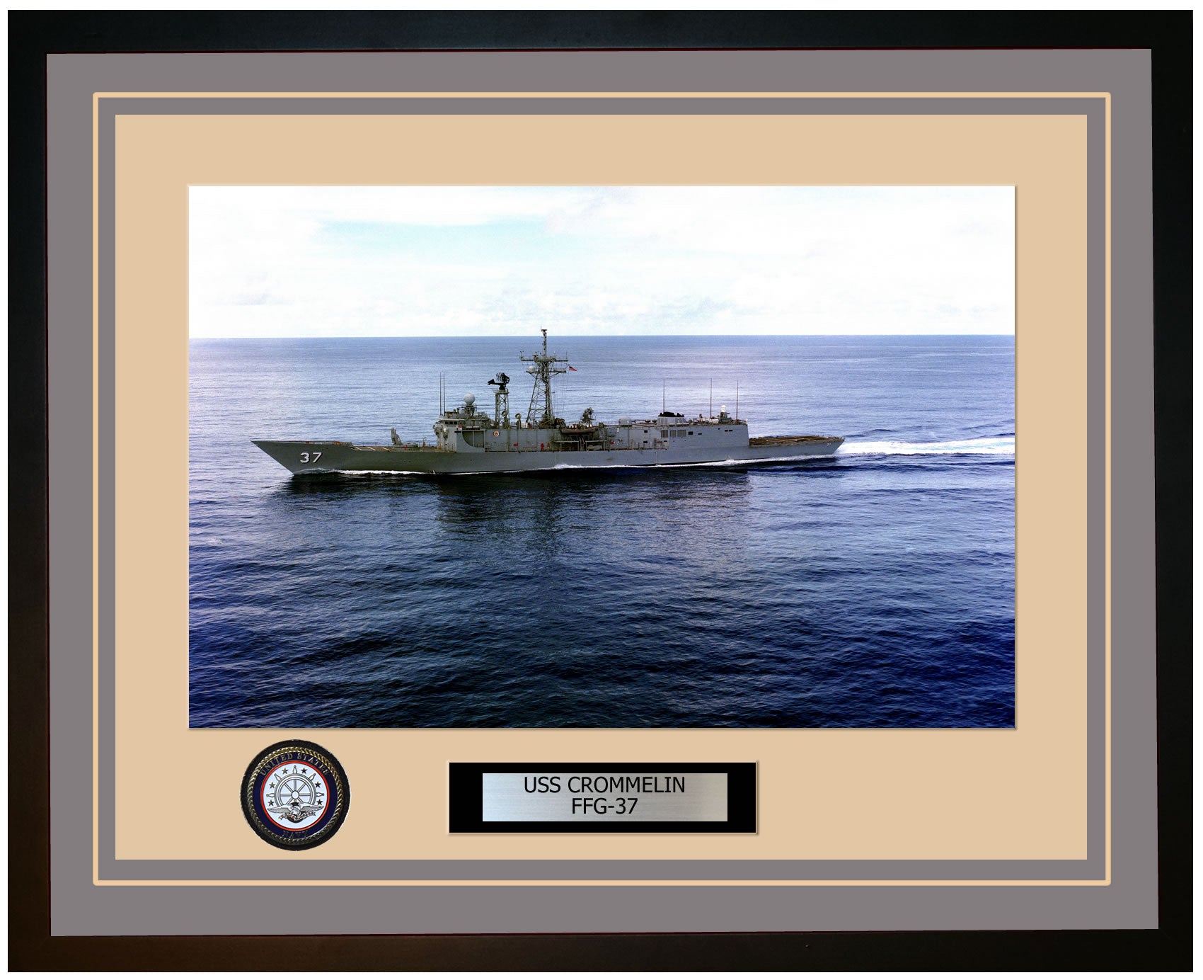USS CROMMELIN FFG-37 Framed Navy Ship Photo Grey