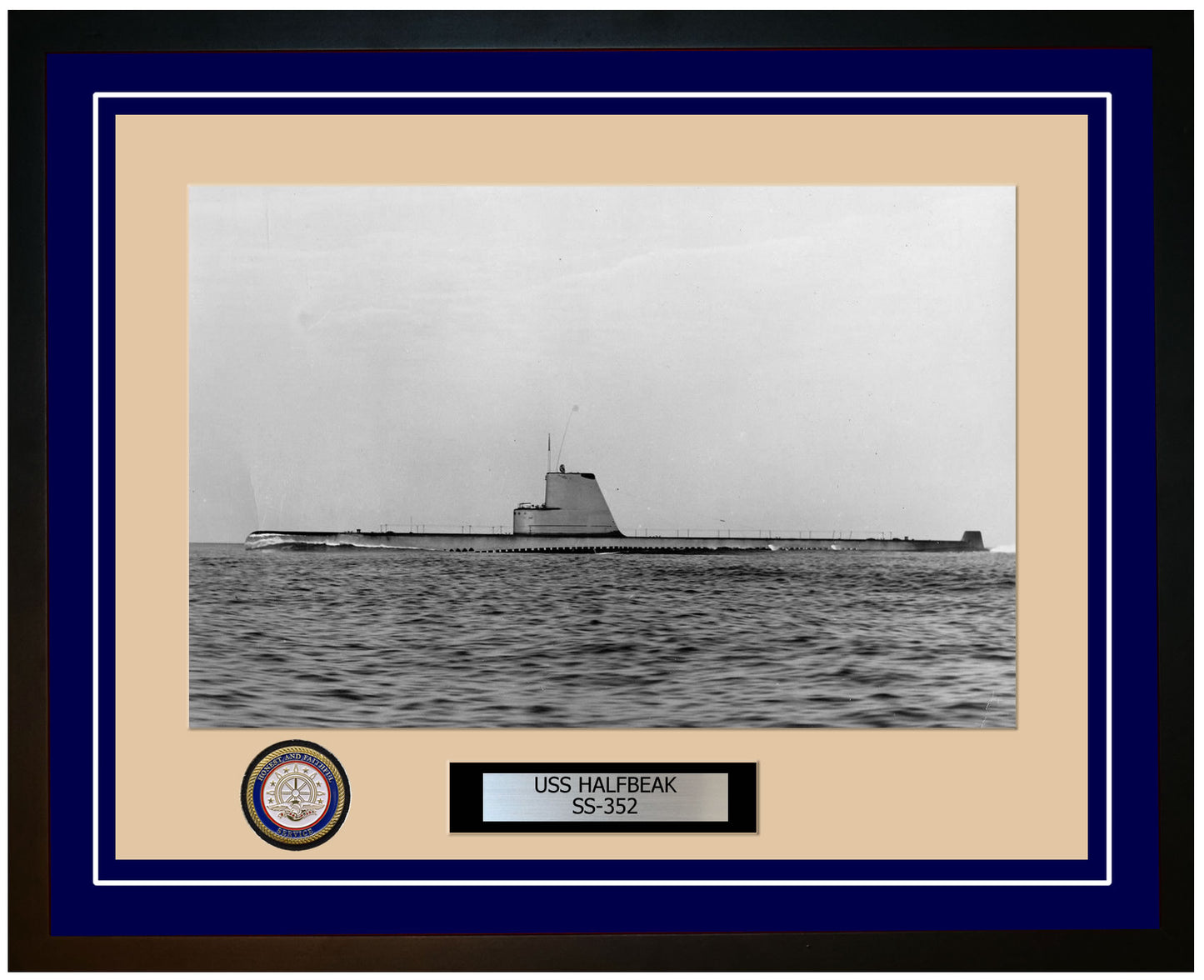 USS Halfbeak SS-352 Framed Navy Ship Photo Blue