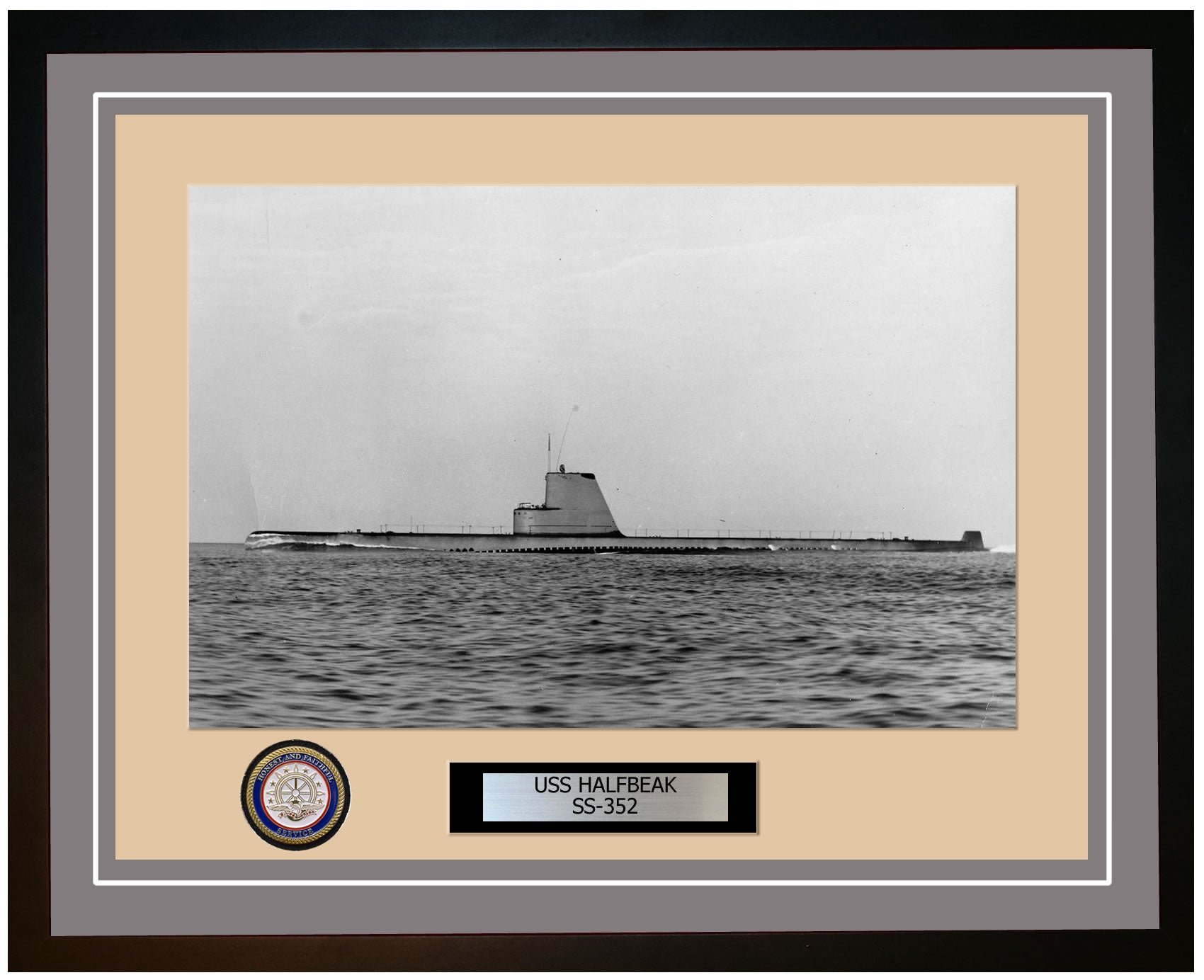 USS Halfbeak SS-352 Framed Navy Ship Photo Grey