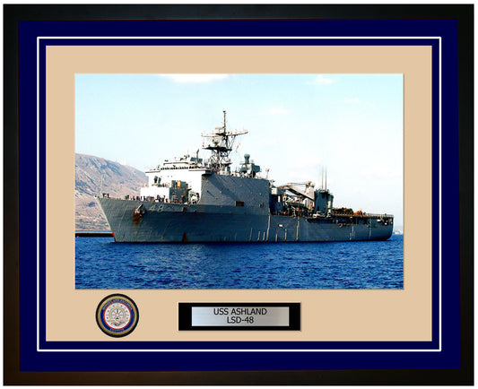 USS Ashland LSD-48 Framed Navy Ship Photo Blue
