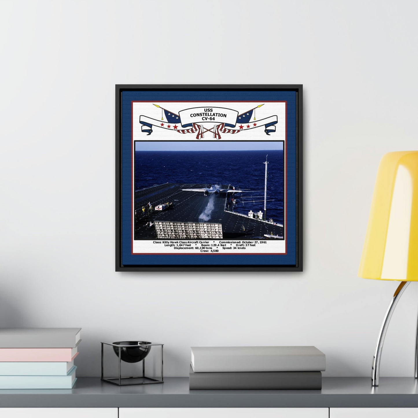 USS Constellation CV-64 Navy Floating Frame Photo Desk View