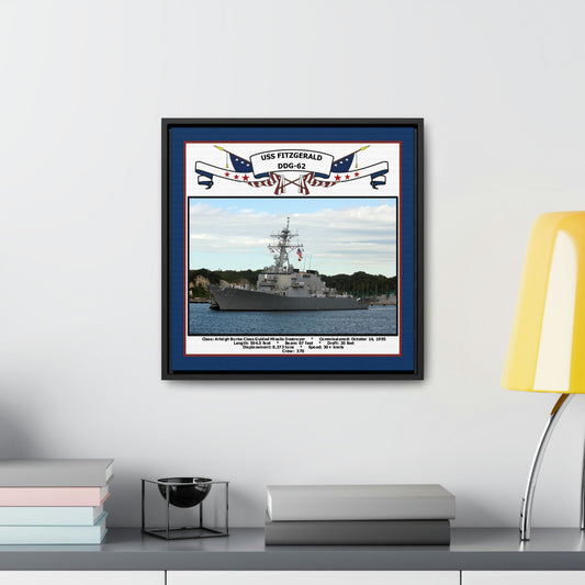 USS Fitzgerald DDG-62 Navy Floating Frame Photo Desk View