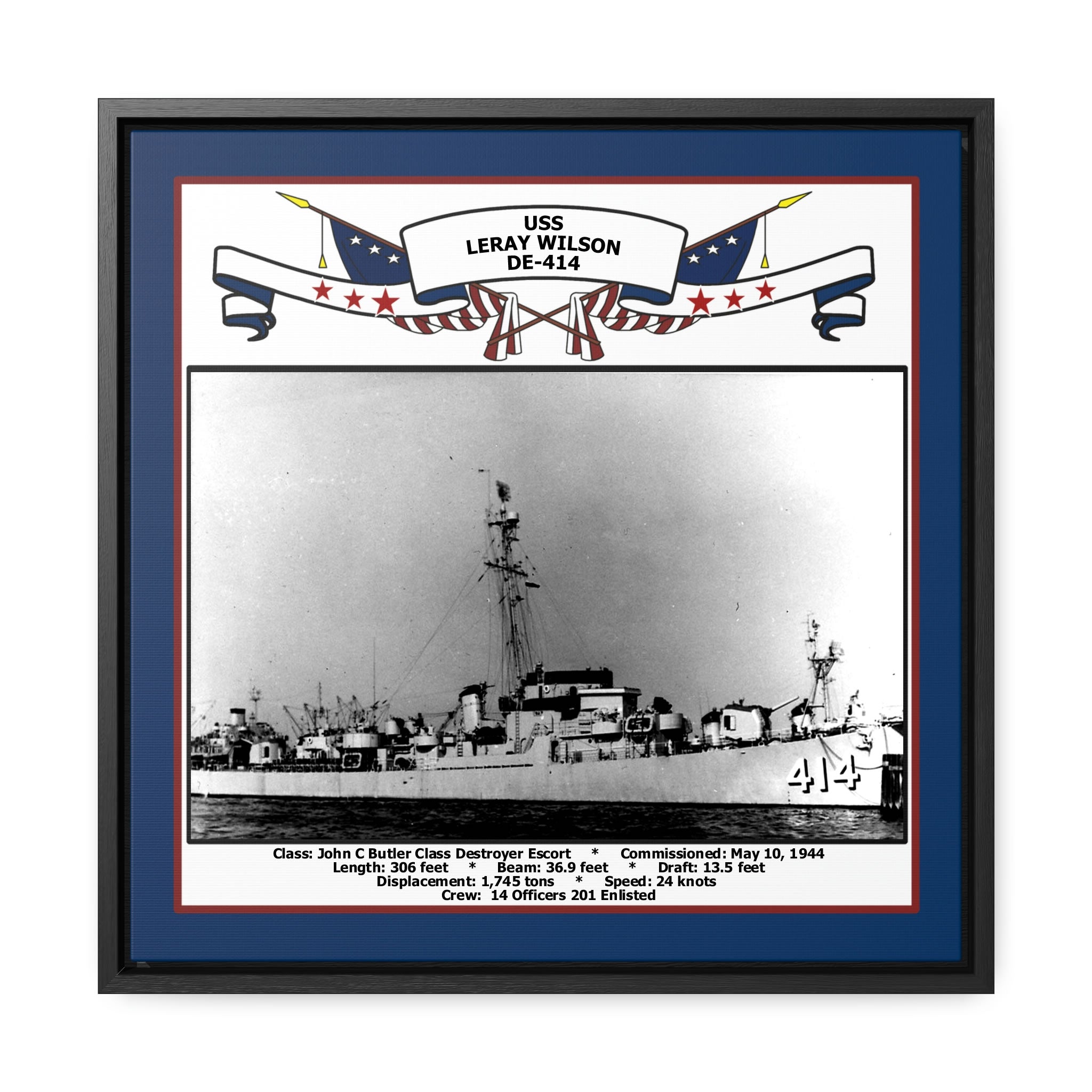 USS Leray Wilson DE 414 Navy Floating Frame Photo Navy Emporium uss-leray-wilson-de-414-navy-floating-frame-photo-navy-emporium