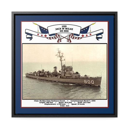 USS Jack W Wilke DE-800 Navy Floating Frame Photo Front View