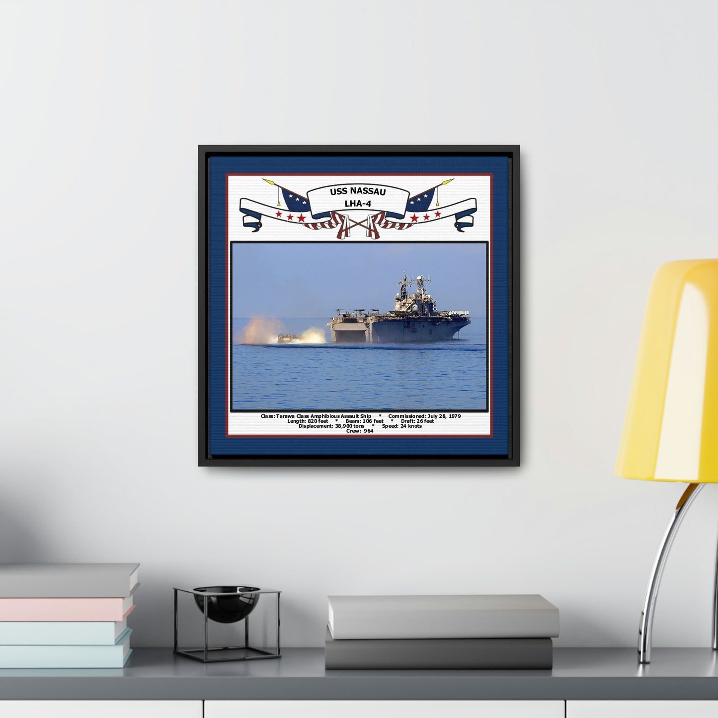 USS Nassau LHA-4 Navy Floating Frame Photo Desk View
