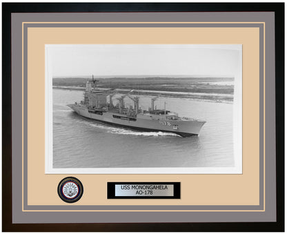 USS MONONGAHELA AO-178 Framed Navy Ship Photo Grey
