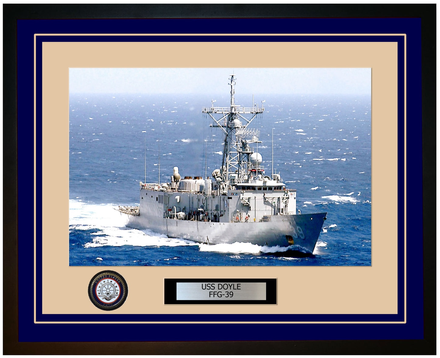 USS DOYLE FFG-39 Framed Navy Ship Photo Blue