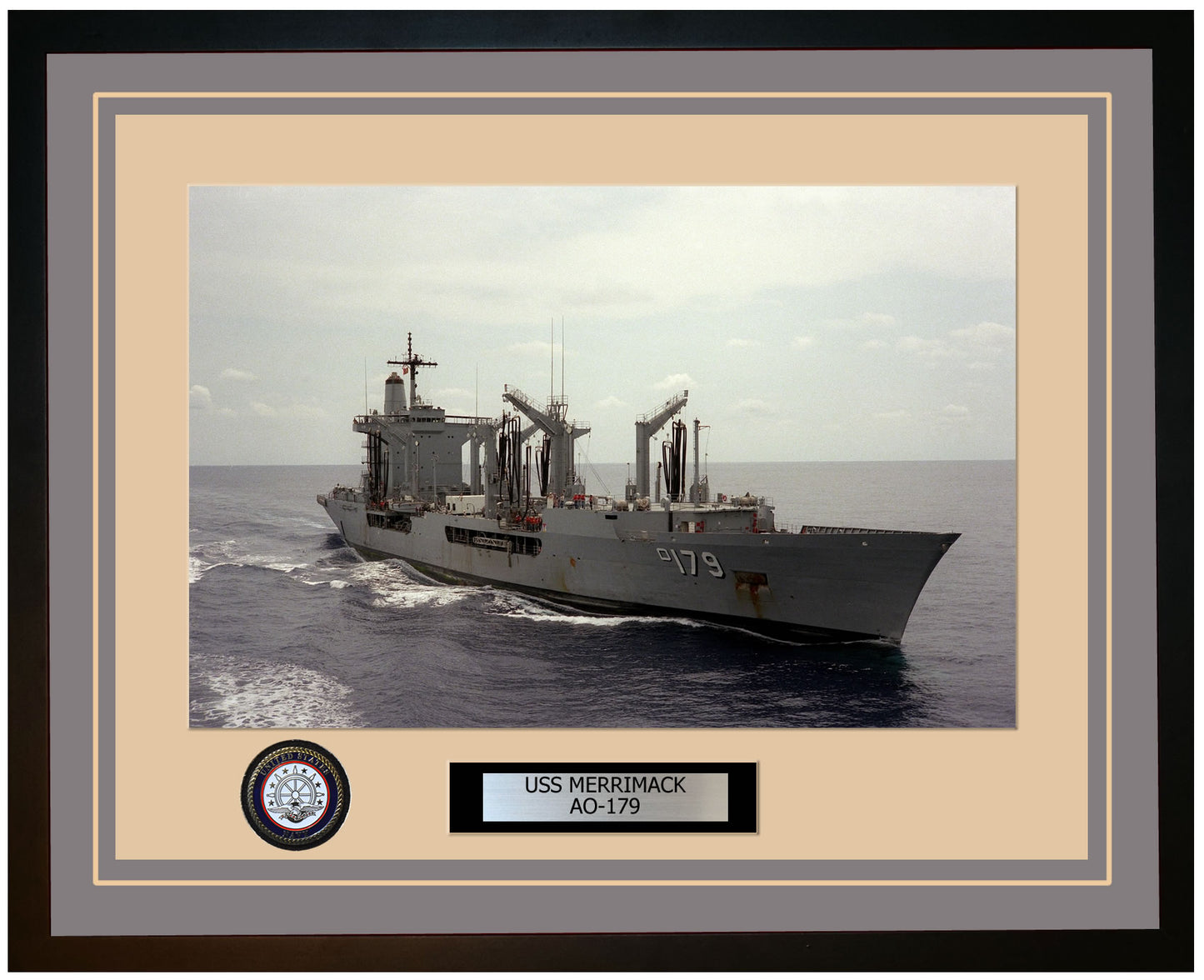 USS MERRIMACK AO-179 Framed Navy Ship Photo Grey