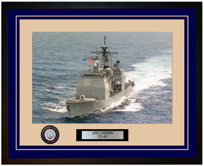 USS CHOSIN CG-65 Framed Navy Ship Photo Blue