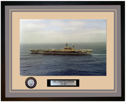 USS CONSTELLATION CV-64 Framed Navy Ship Photo Grey