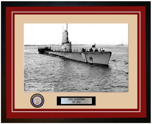 USS Guavina SS-362 Framed Navy Ship Photo Burgundy