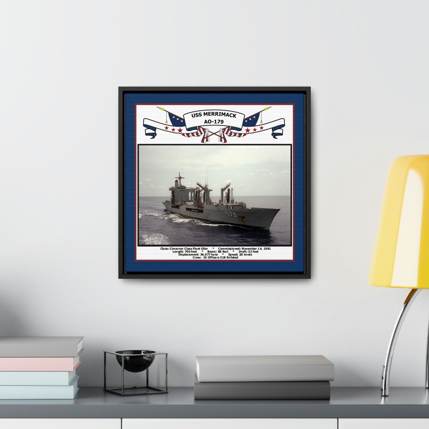 USS Merrimack AO-179 Navy Floating Frame Photo Desk View