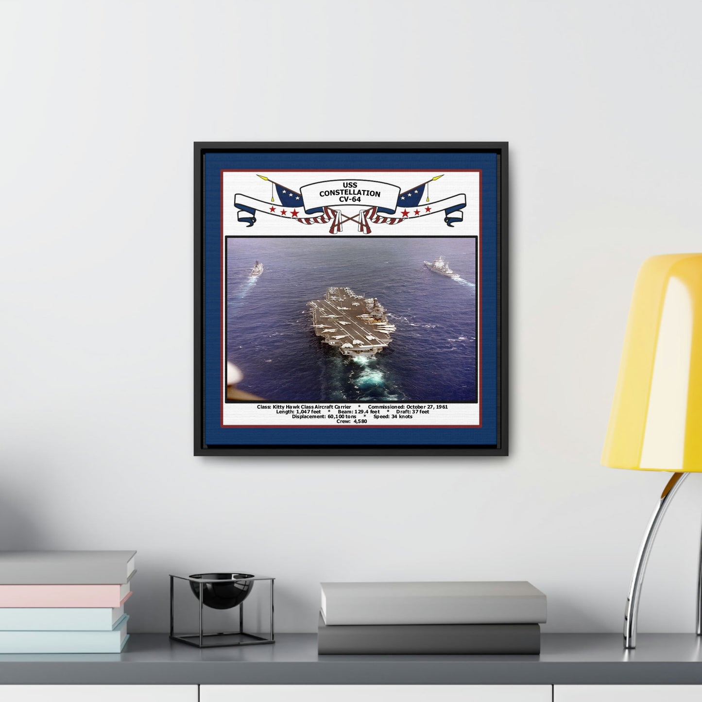USS Constellation CV-64 Navy Floating Frame Photo Desk View