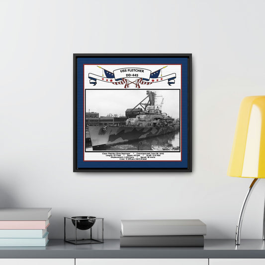 USS Fletcher DD-445 Navy Floating Frame Photo Desk View