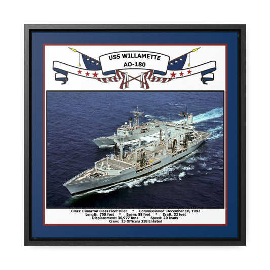 USS Willamette AO-180 Navy Floating Frame Photo Front View