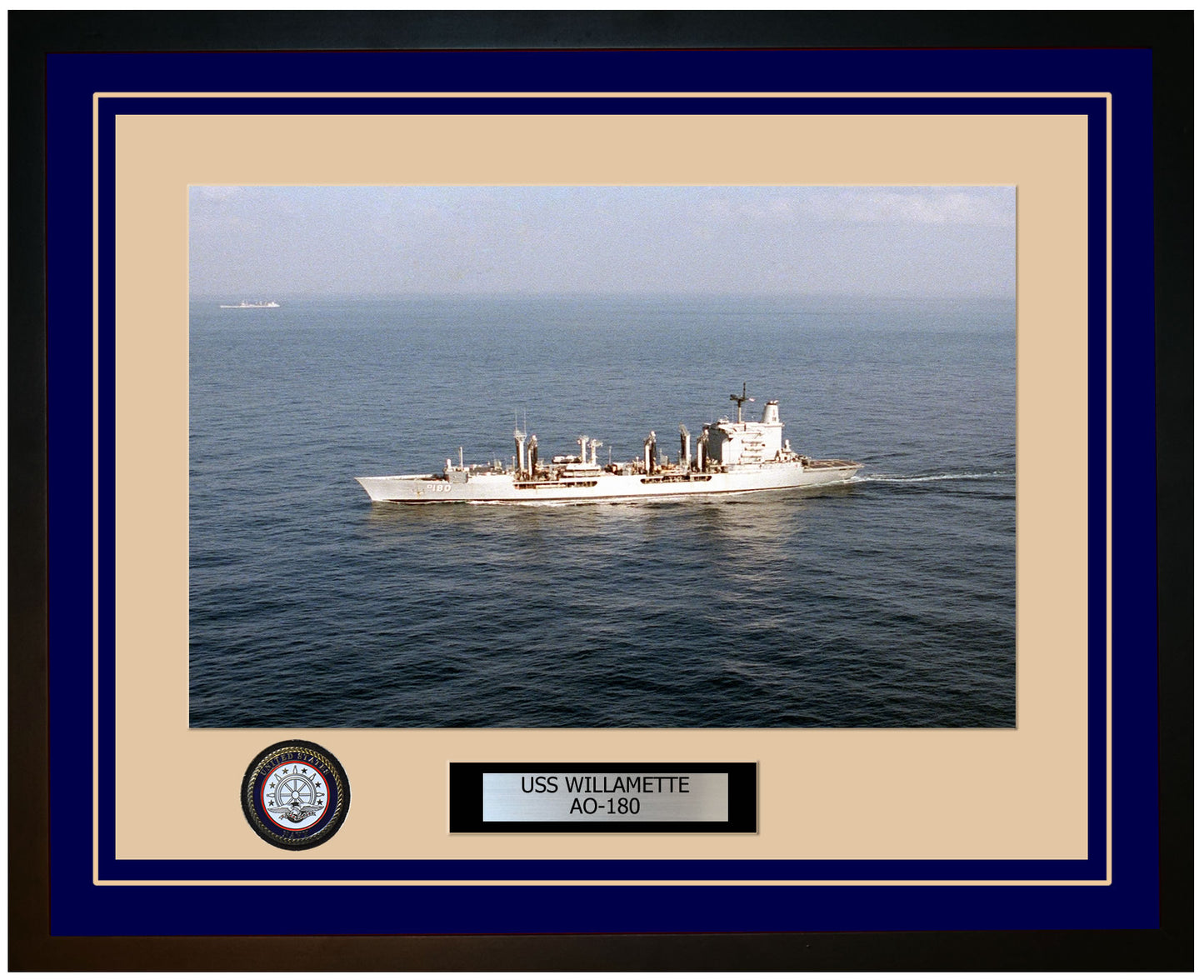 USS WILLAMETTE AO-180 Framed Navy Ship Photo Blue
